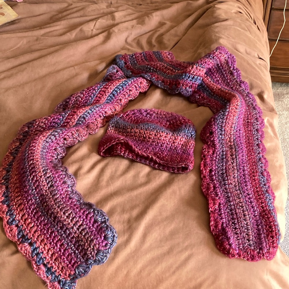 Hand made hat and scarf made with love